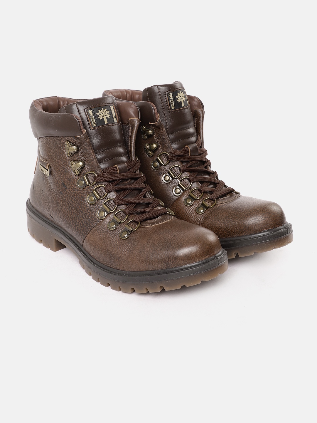 

Woodland Men Round Toe Mid-Top Leather Regular Boots, Coffee brown