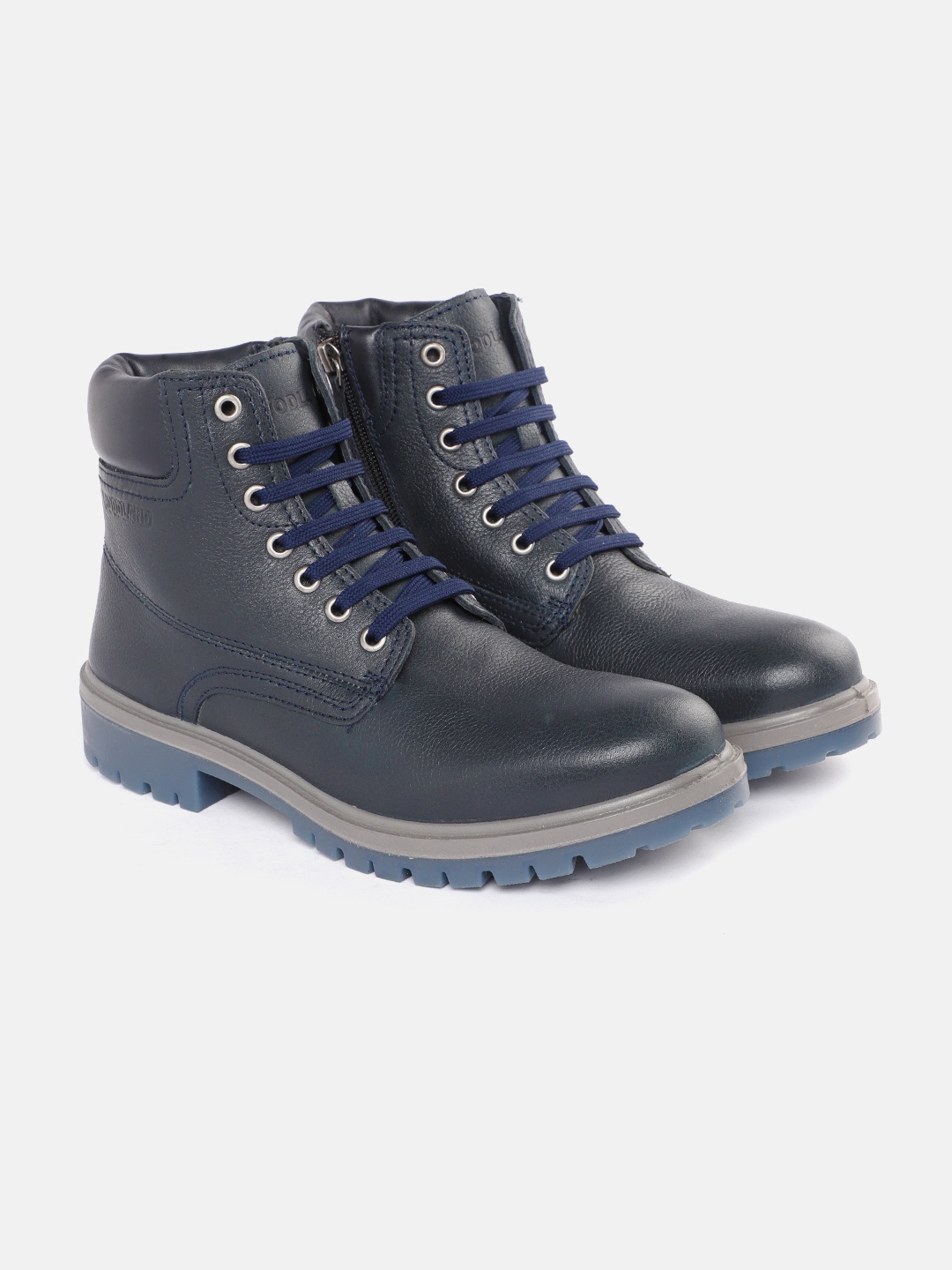

Woodland Men Leather Mid-Top Regular Boots, Navy blue