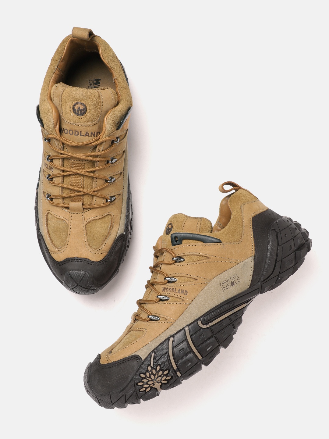 

Woodland Men Nubuck Leather Sneakers, Camel brown