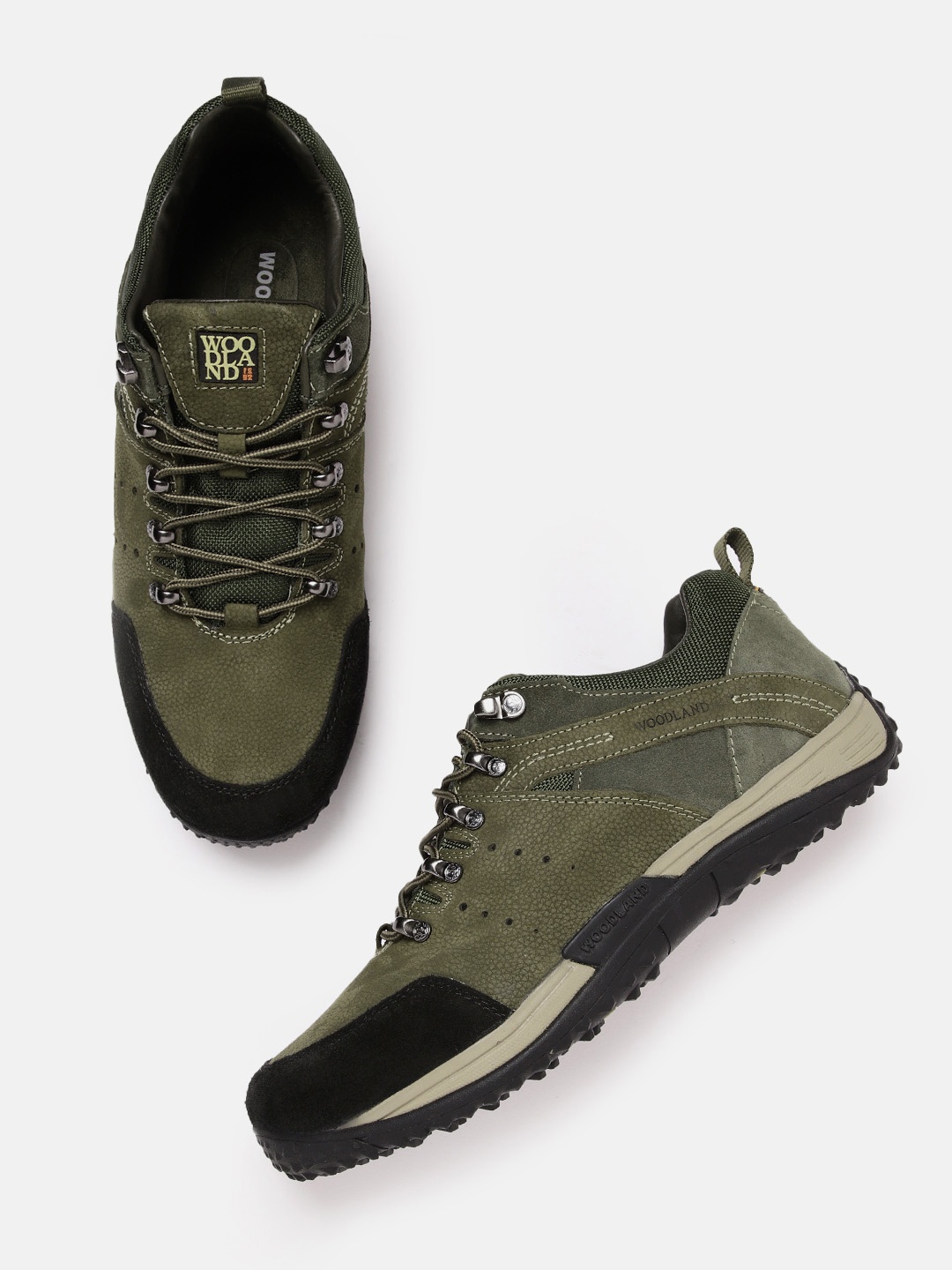 

Woodland Men Nubuck Leather Sneakers, Olive