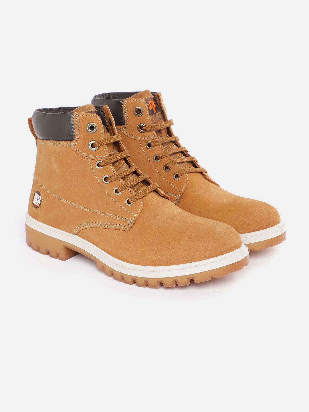 

Woodland Men Nubuck Leather Mid-Top Regular Boots, Tan