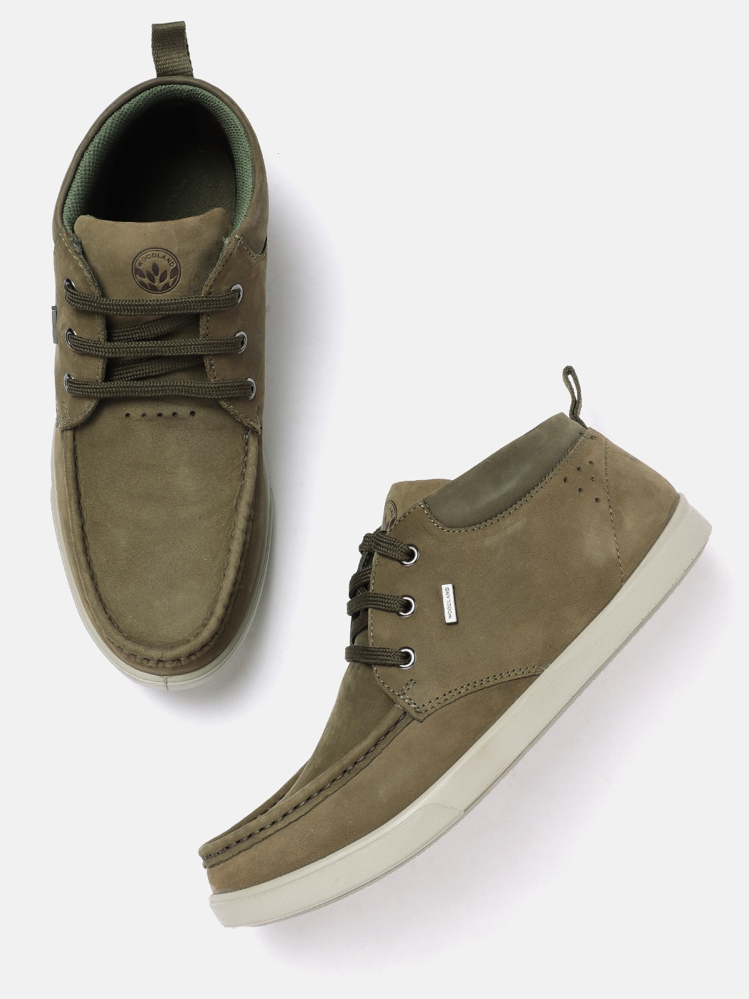 

Woodland Men Leather Sneakers, Olive
