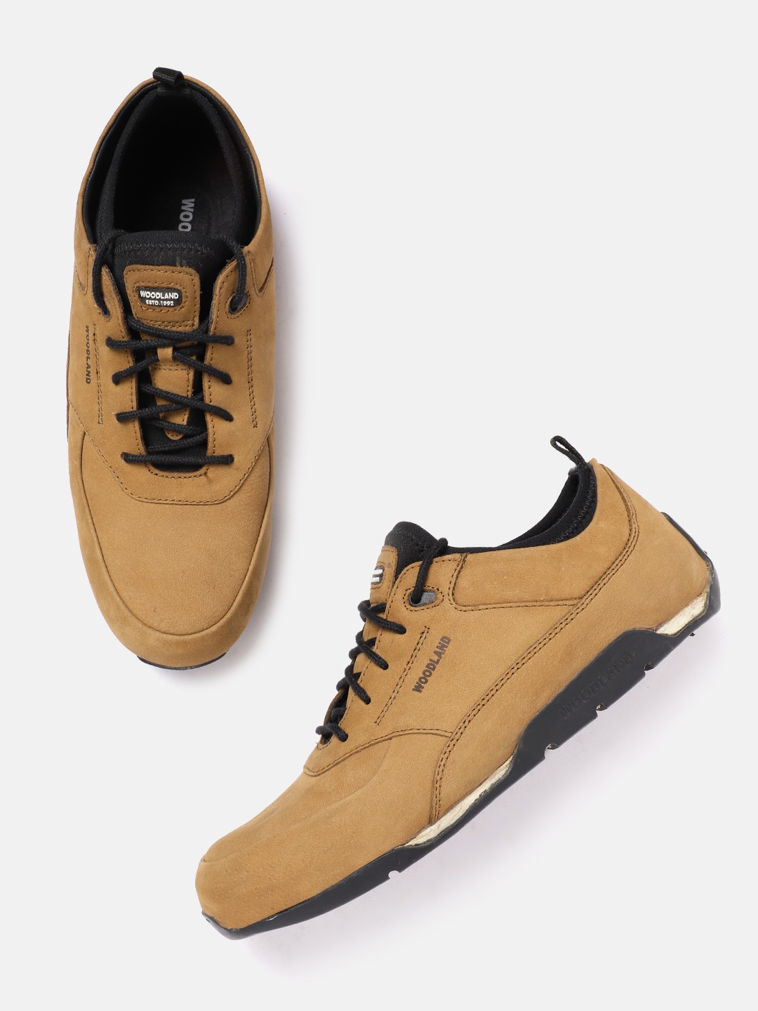 

Woodland Men Leather Sneakers, Camel brown