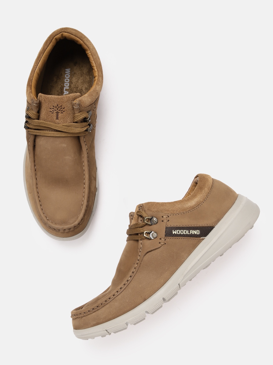 

Woodland Men Leather Sneakers, Camel brown