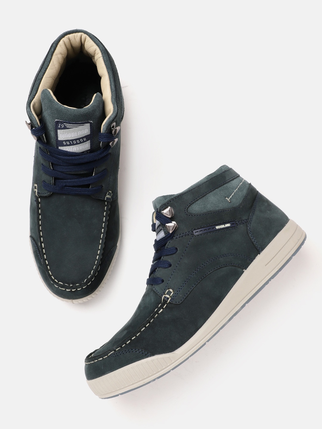 

Woodland Men Nubuck Leather Mid-Top Sneakers, Navy blue