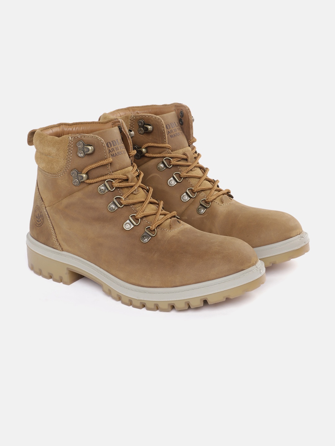 

Woodland Men Nubuck Leather Mid-Top Regular Boots, Camel brown