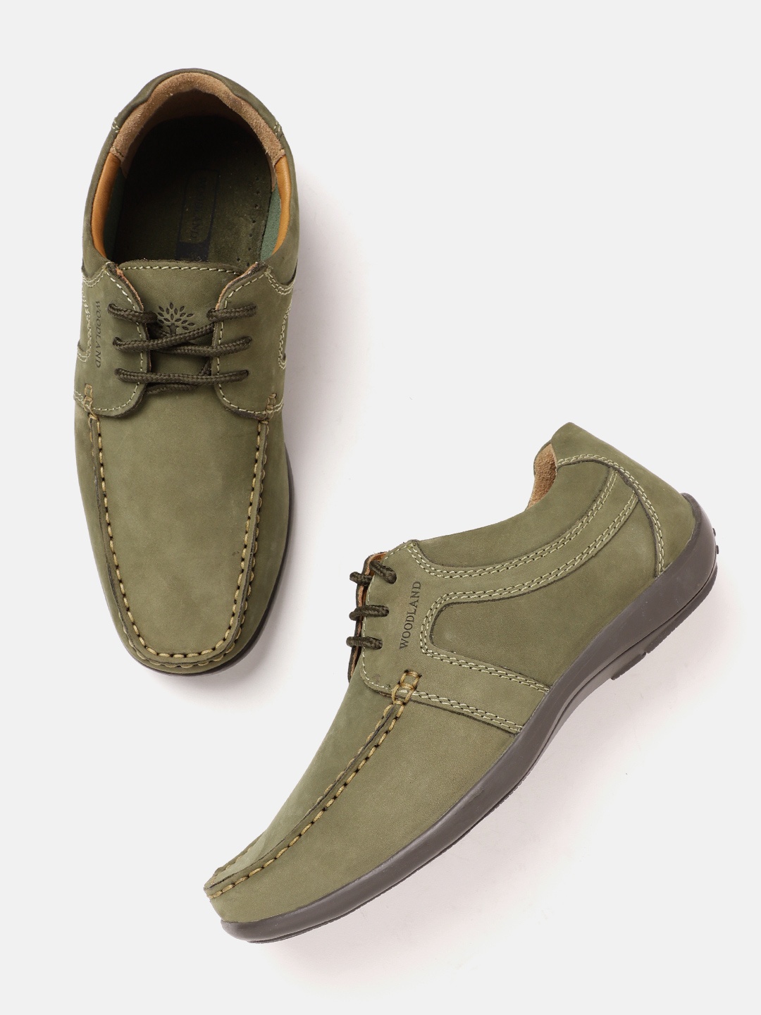 

Woodland Men Nubuck Leather Driving Shoes, Olive