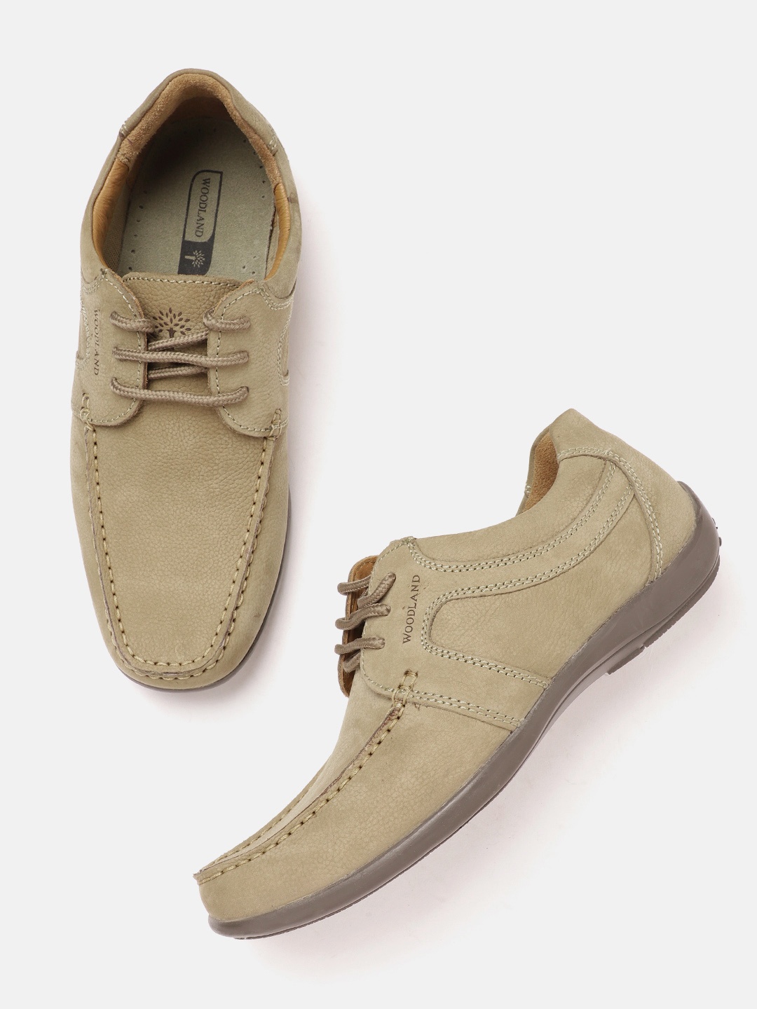 

Woodland Men Leather Sneakers, Khaki