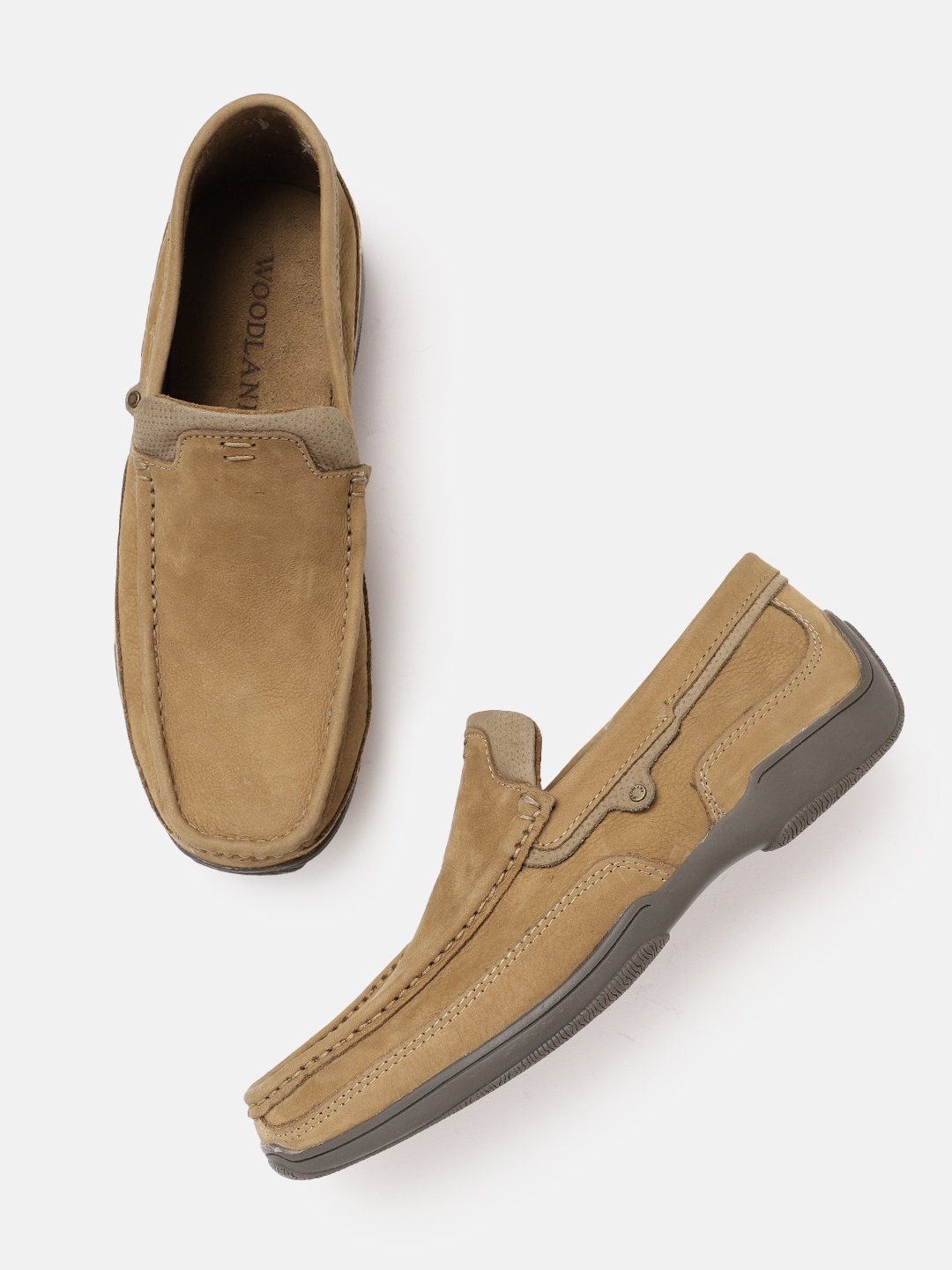 

Woodland Men Nubuck Leather Driving Shoes, Camel brown