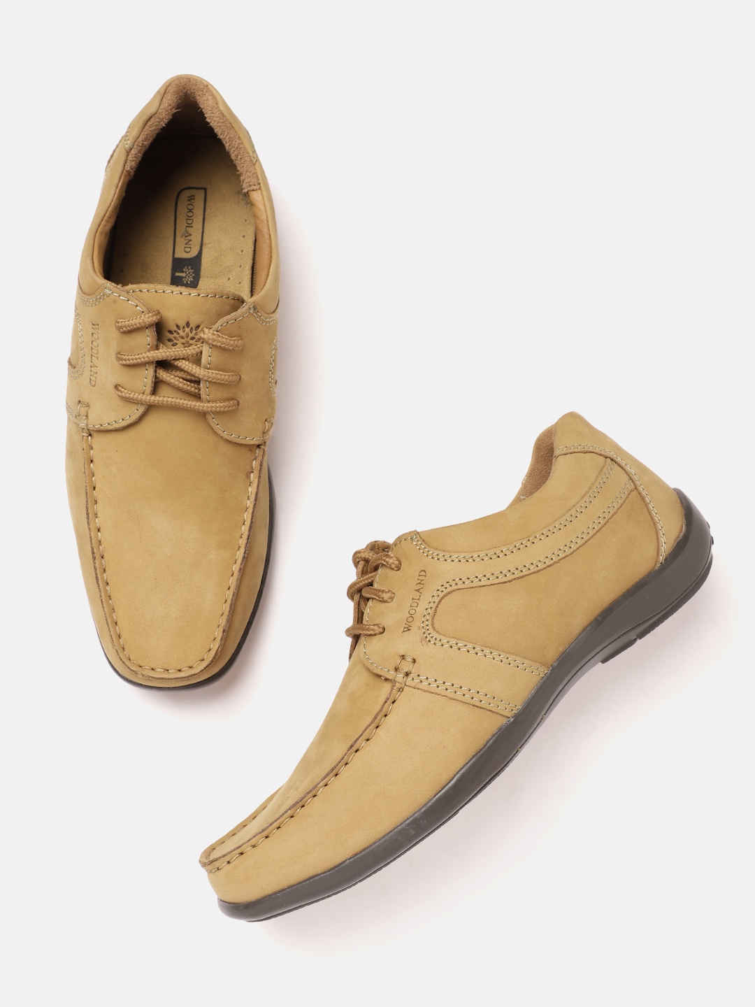 

Woodland Men Leather Sneakers, Camel brown