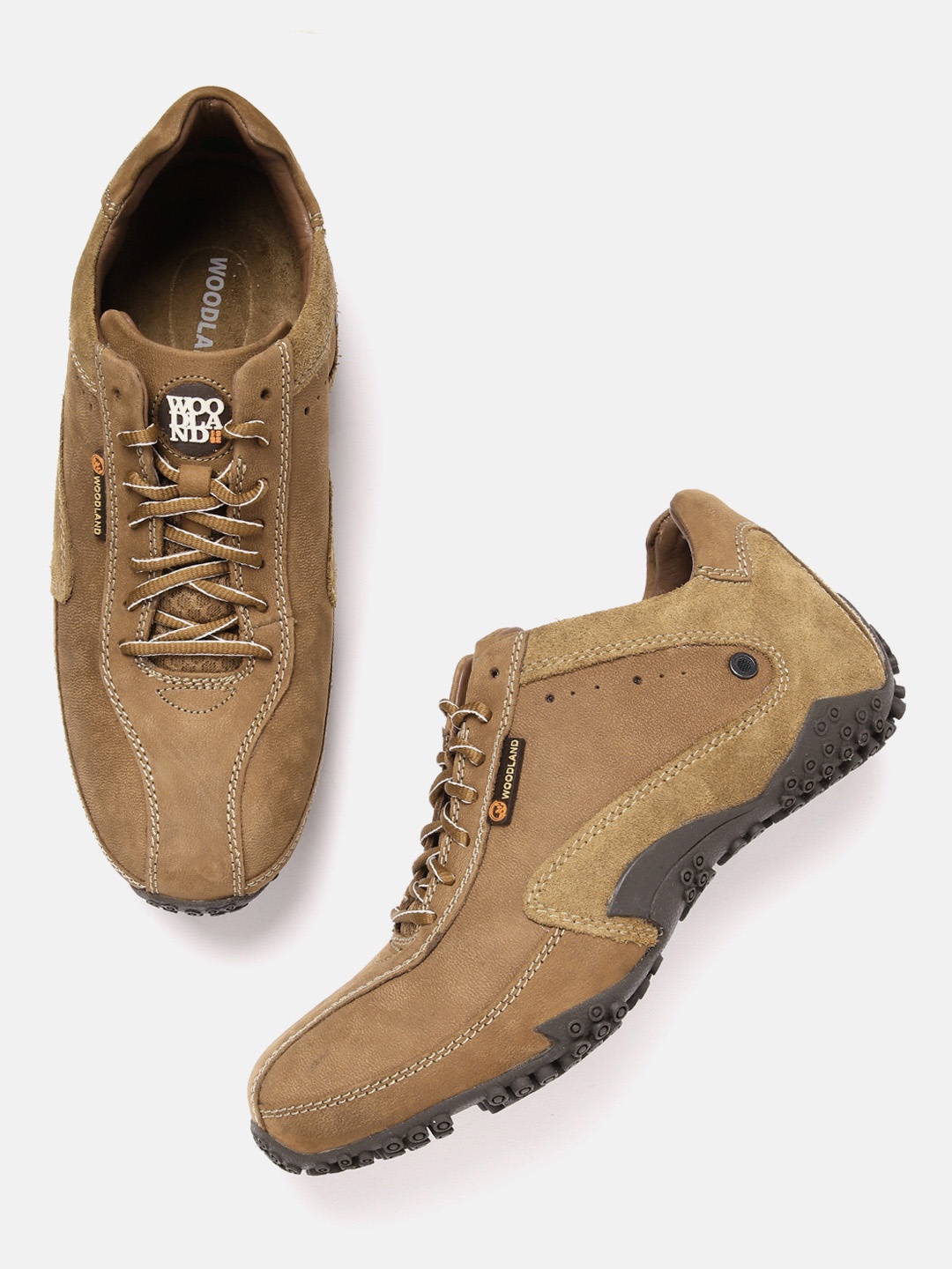 

Woodland Men Nubuck Leather Sneakers, Camel brown