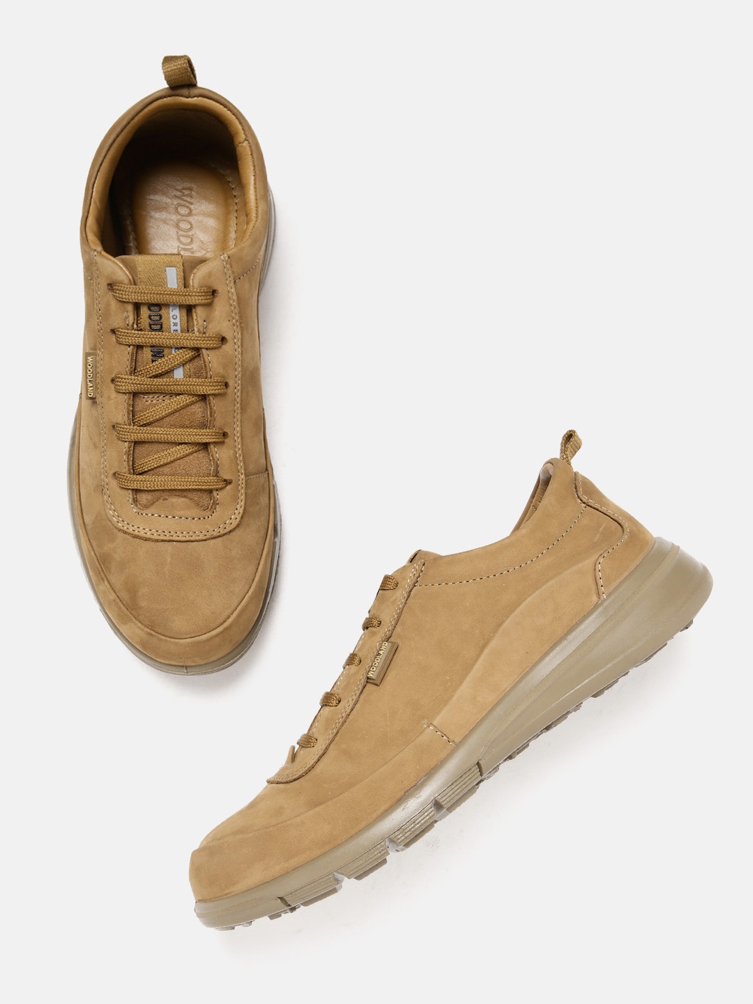 

Woodland Men Nubuck Leather Sneakers, Camel brown