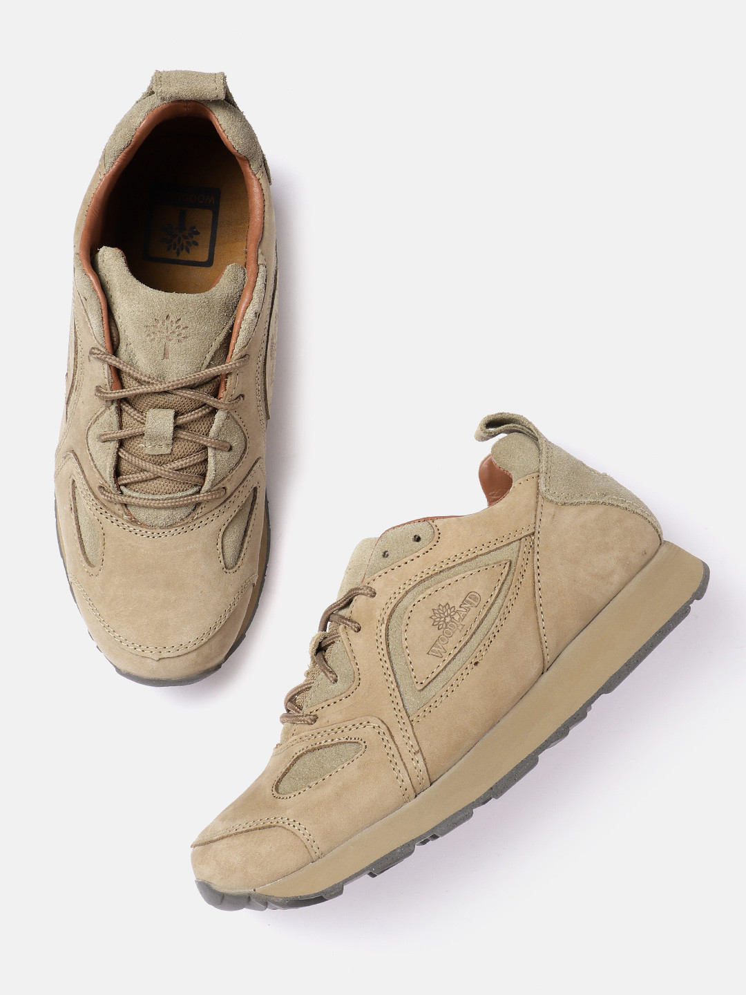

Woodland Men Leather Sneakers, Khaki