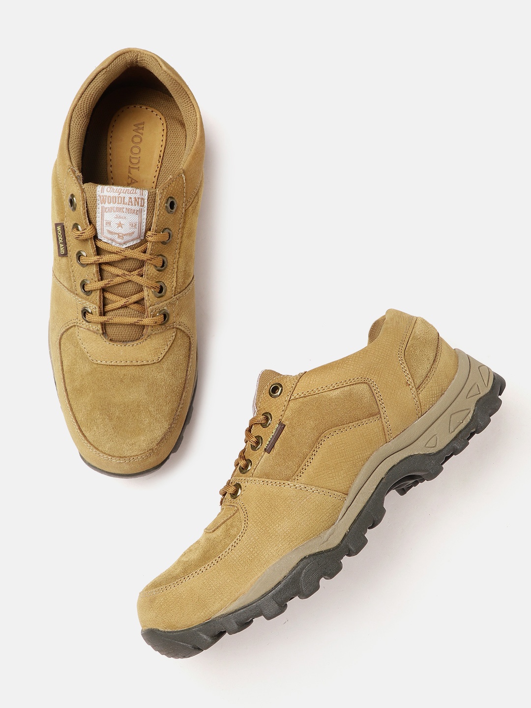 

Woodland Men Leather Sneakers, Camel brown