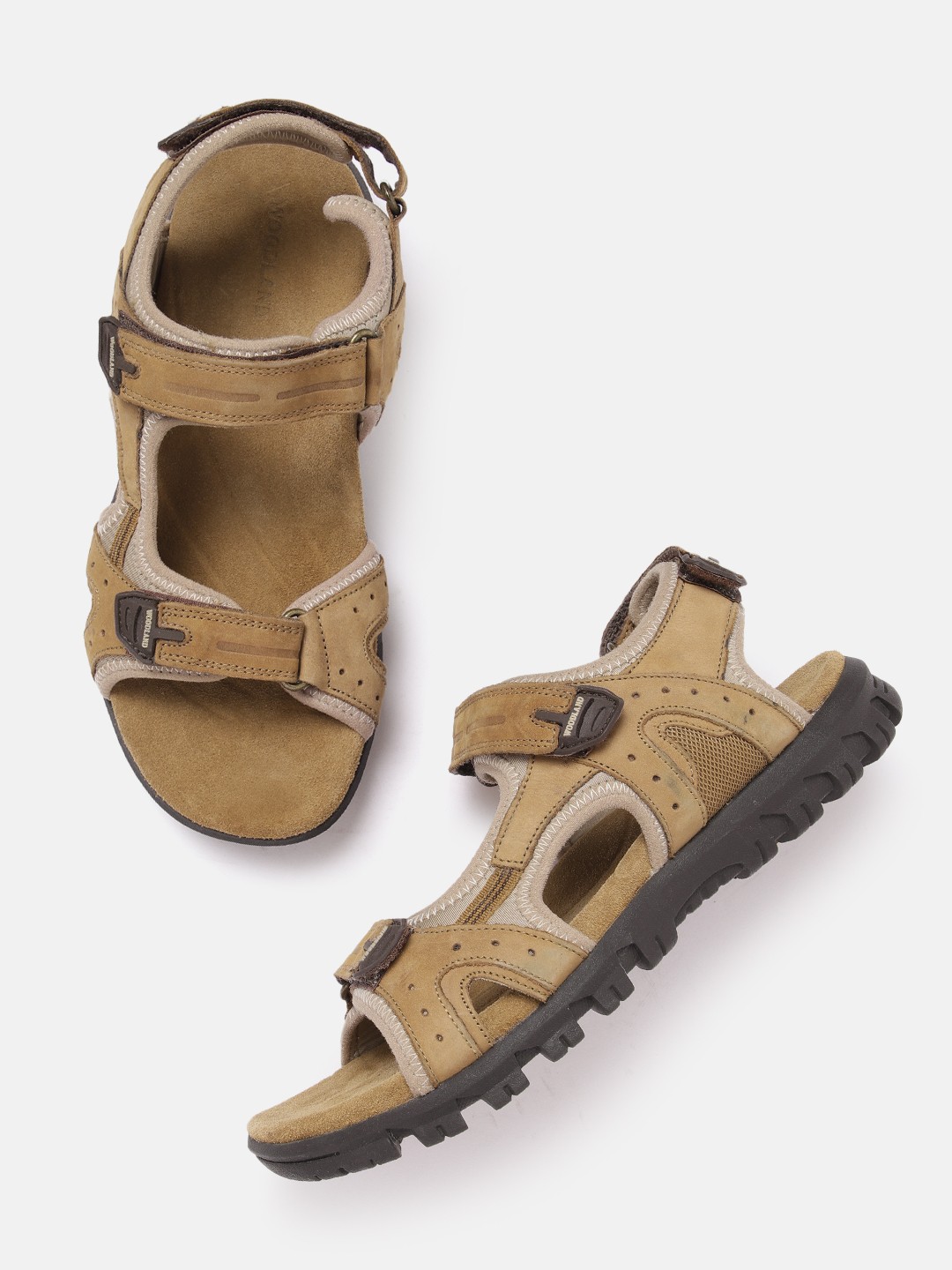 

Woodland Men Leather Comfort Sandals, Camel brown