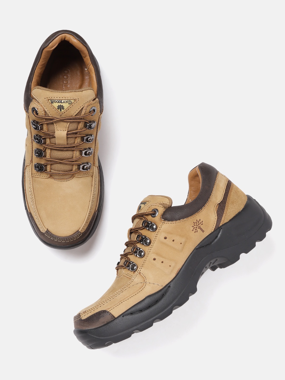 

Woodland Men Leather Sneakers, Camel brown