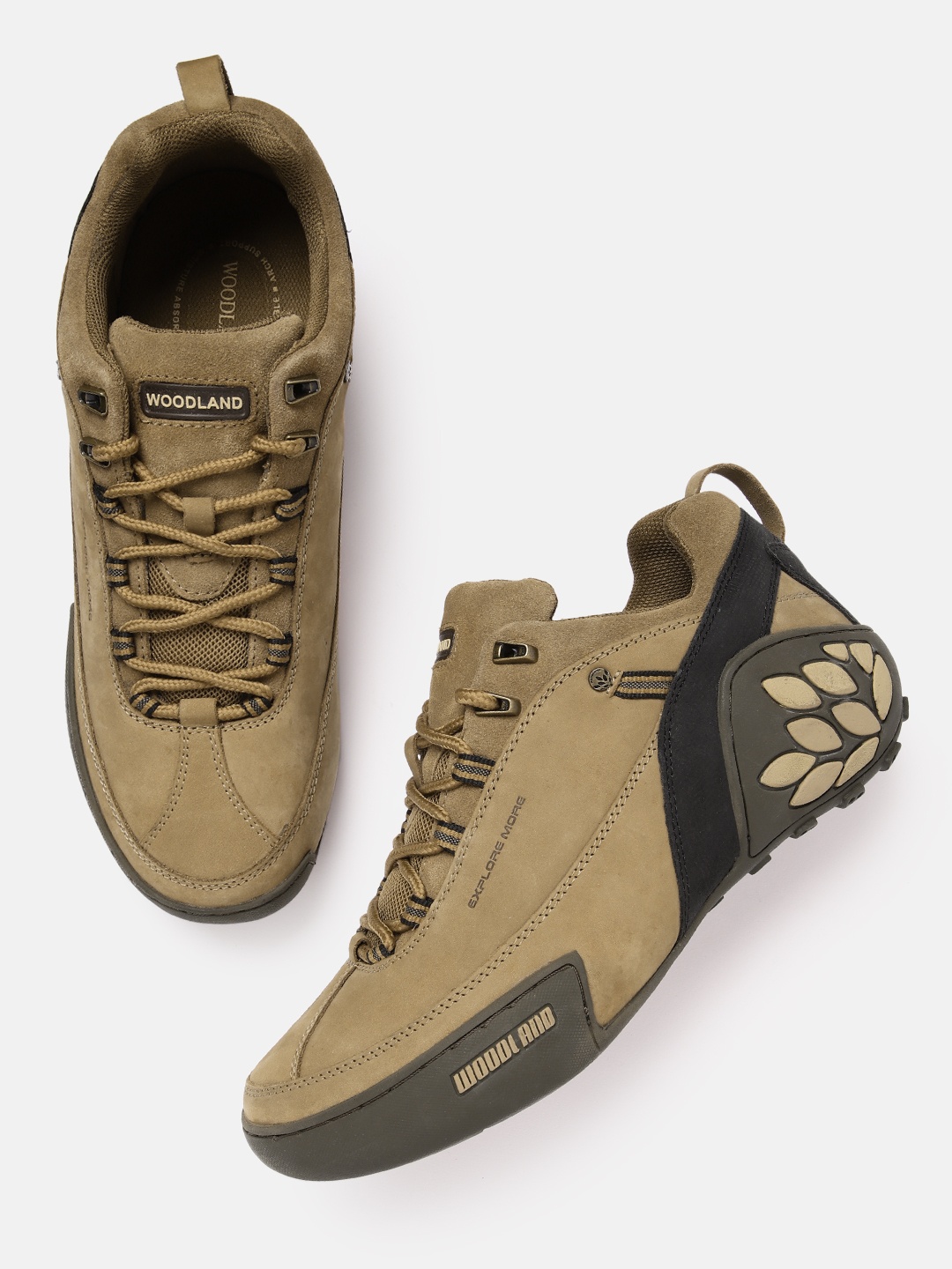 

Woodland Men Leather Sneakers, Camel brown