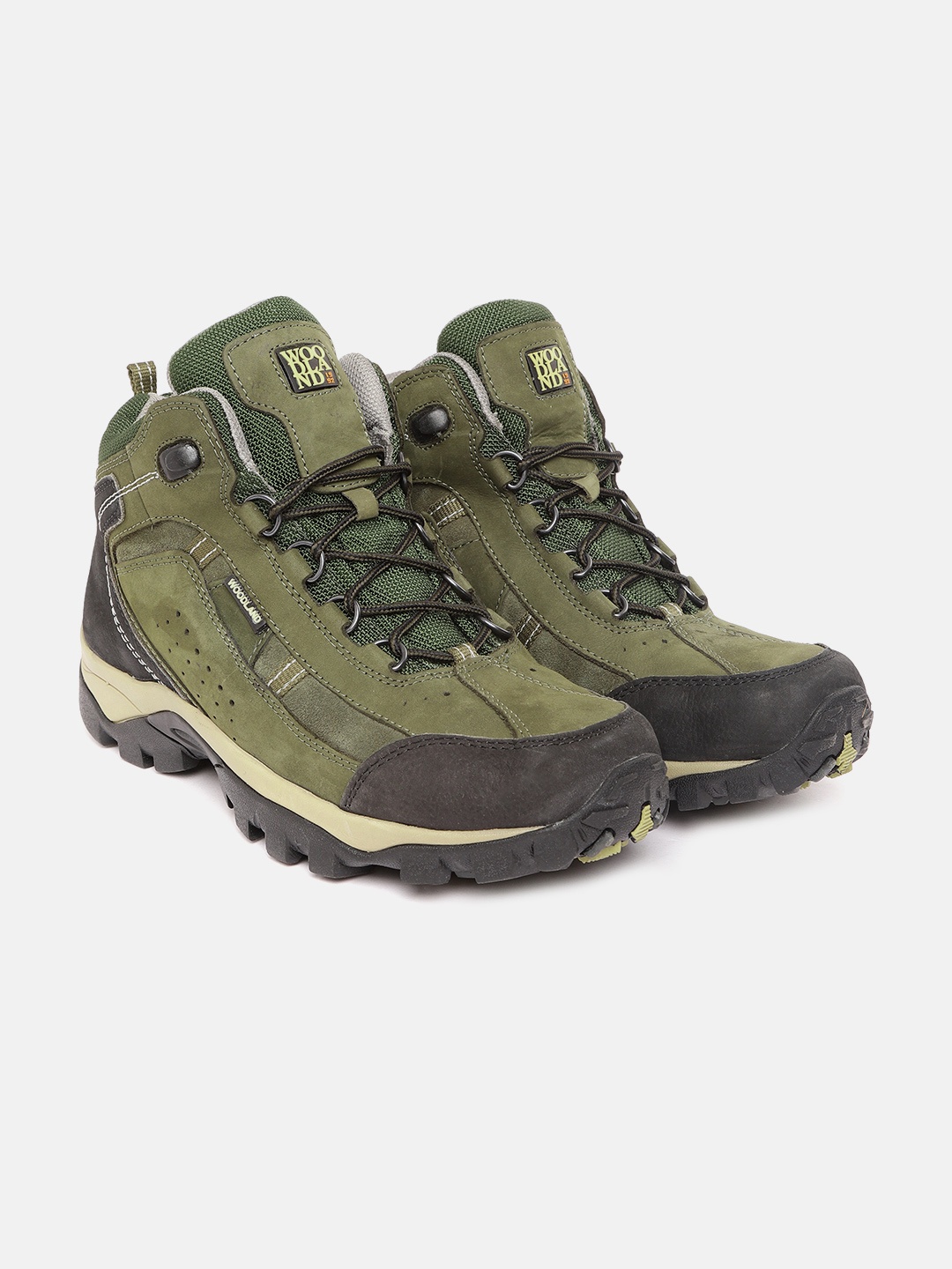 

Woodland Men Mid-Top Leather Sneakers, Olive