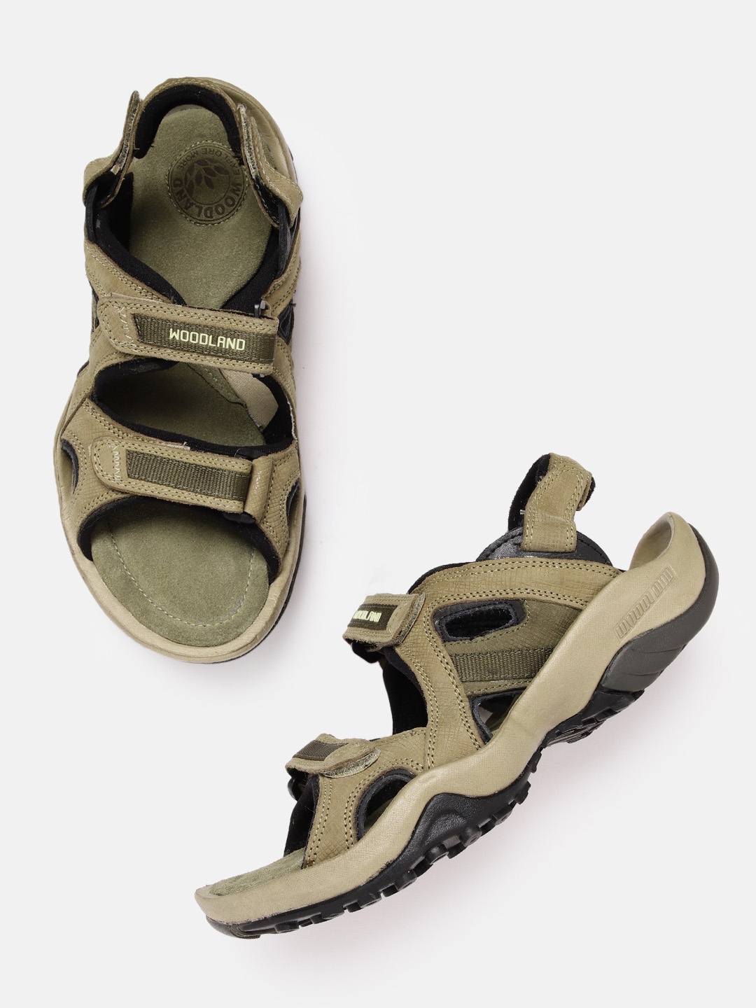 

Woodland Men Nubuck Leather Comfort Sandals, Khaki