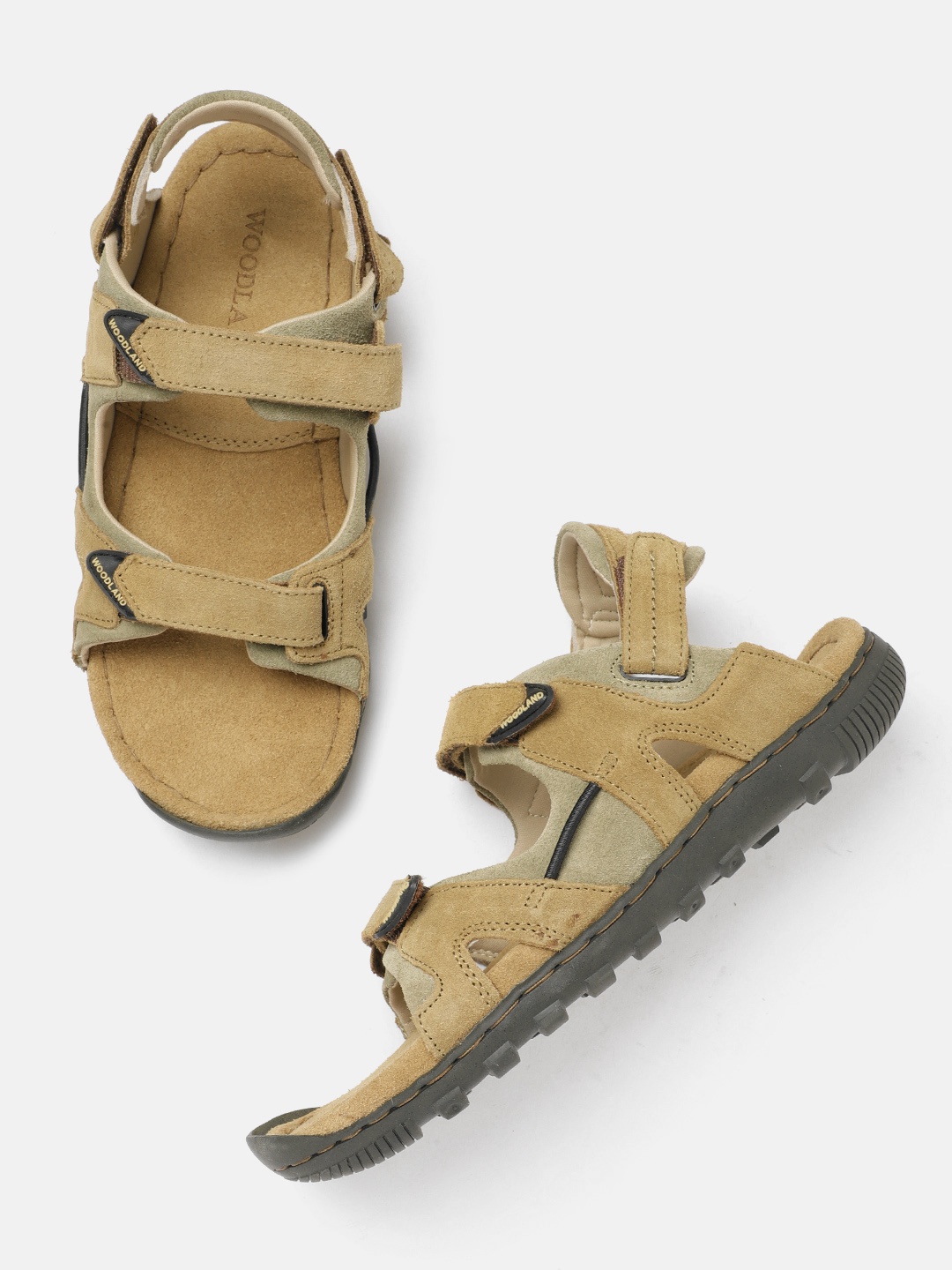 

Woodland Men Suede Leather Comfort Sandals, Camel brown