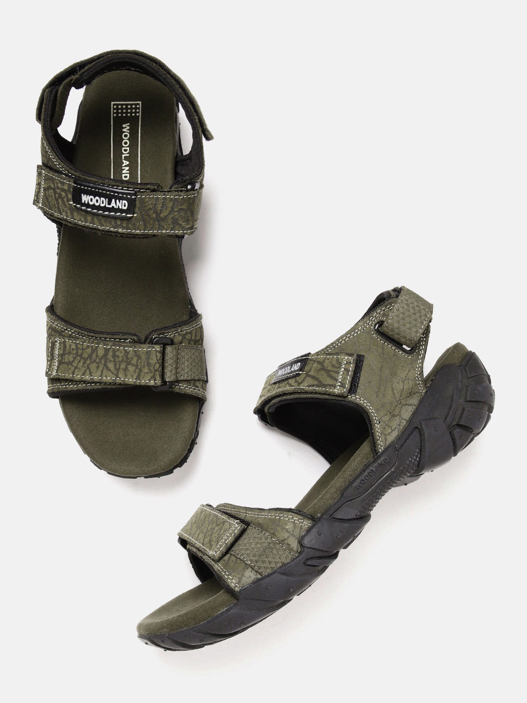 

Woodland Men Leather Comfort Sandals, Olive
