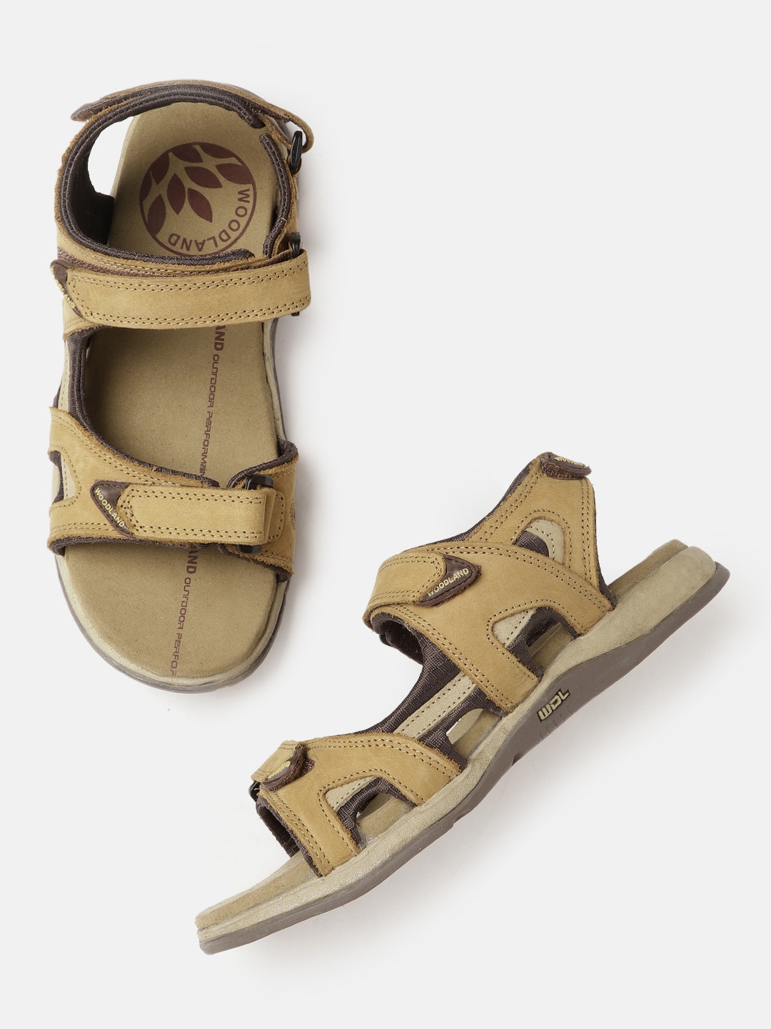 

Woodland Men Leather Comfort Sandals, Camel brown