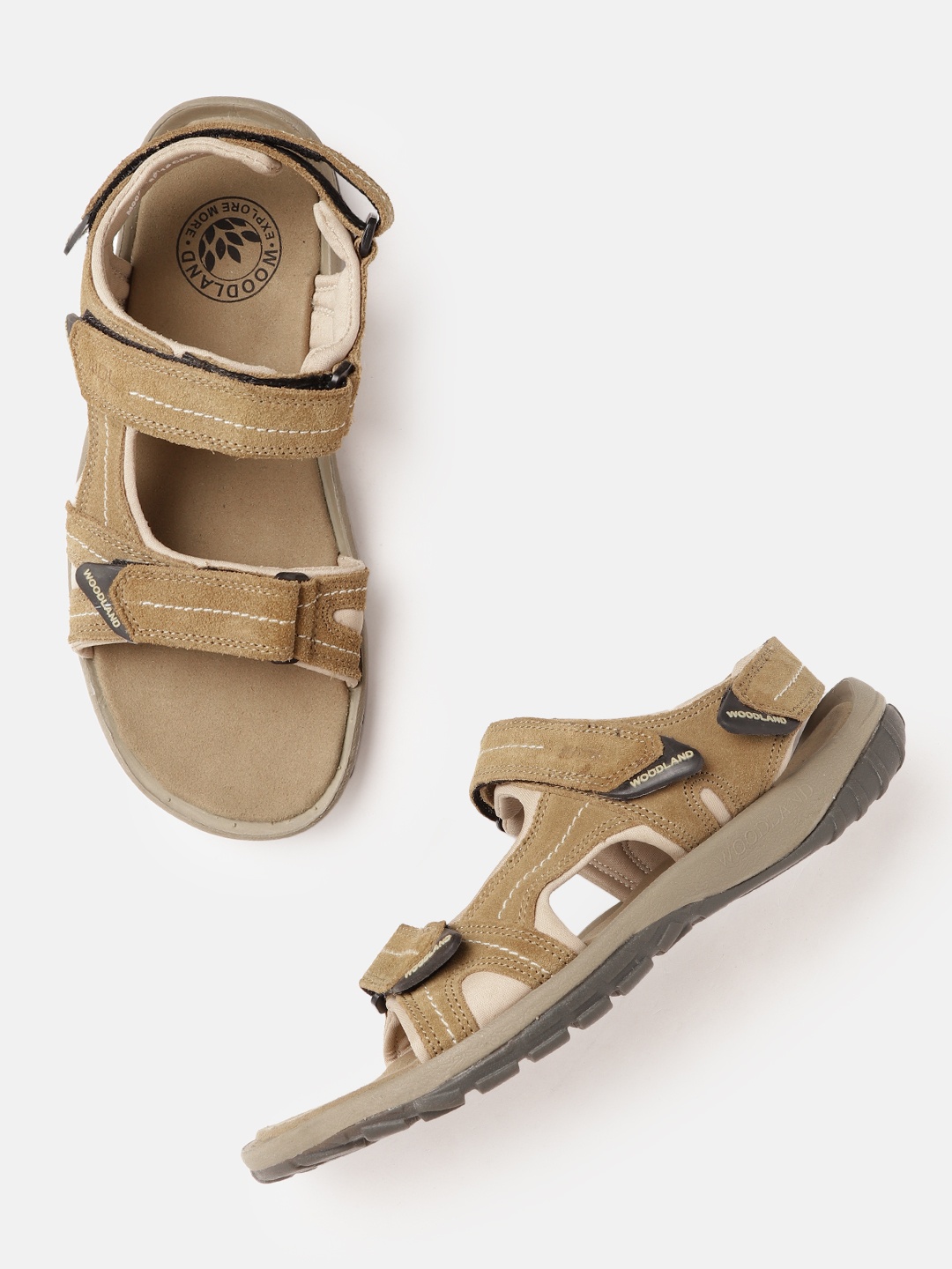 

Woodland Men Leather Comfort Sandals, Camel brown