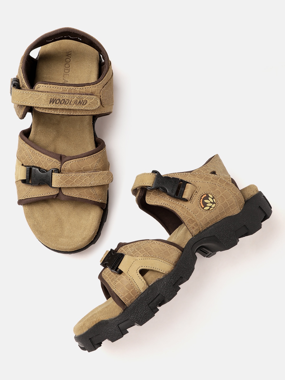 

Woodland Men Leather Comfort Sandals, Camel brown