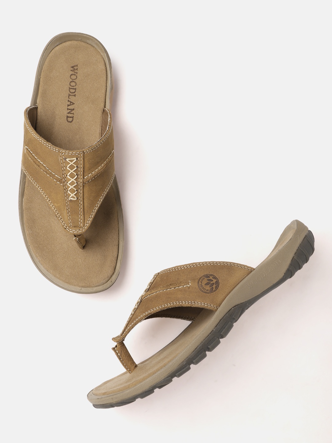 

Woodland Men Leather Comfort Sandals, Camel brown