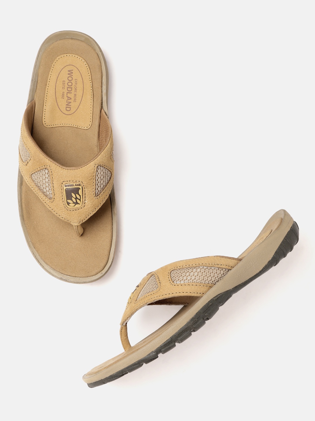 

Woodland Men Leather Comfort Sandals, Camel brown