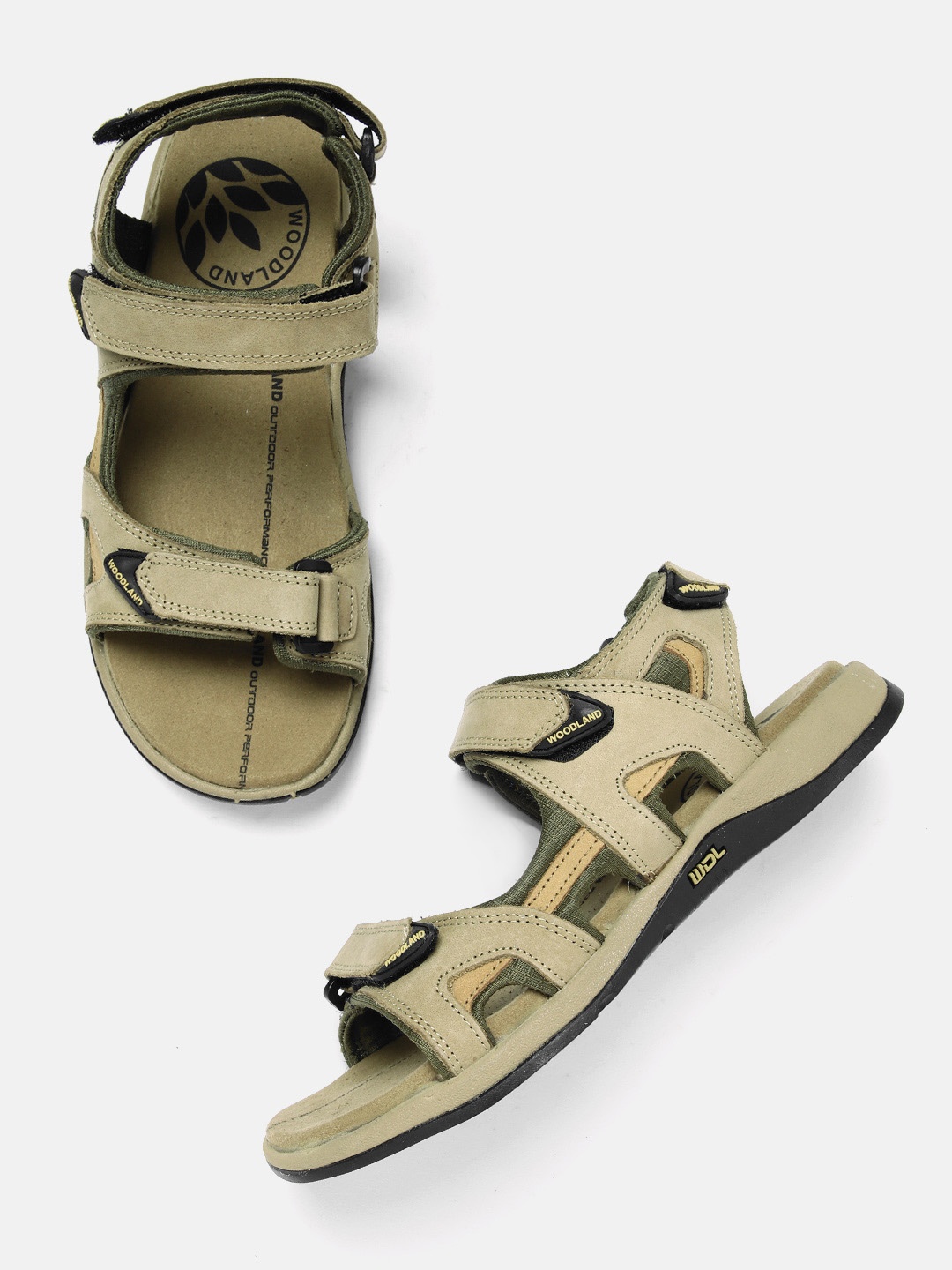 

Woodland Men Leather Comfort Sandals, Khaki