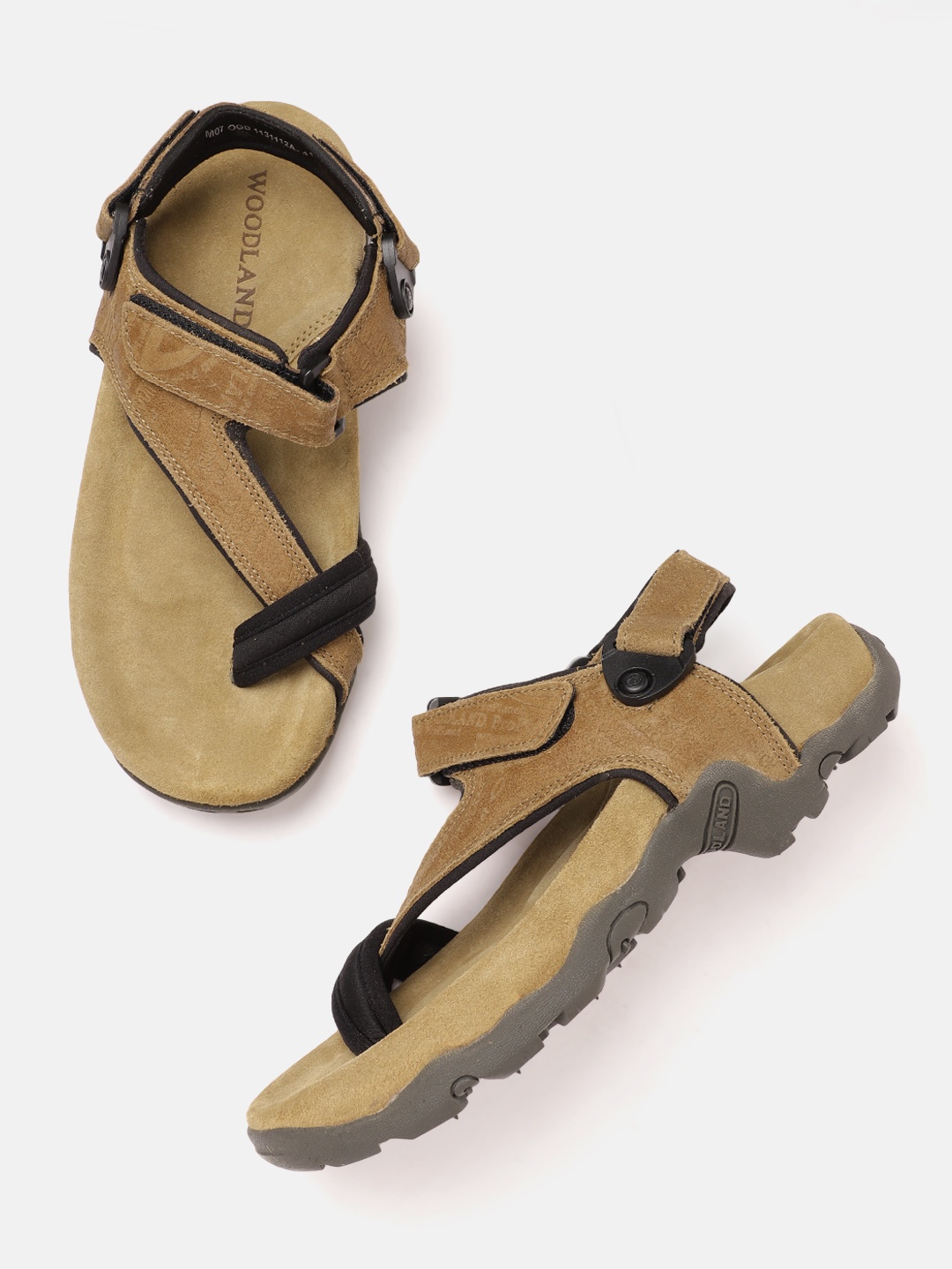 

Woodland Men Leather One Toe Comfort Sandals, Camel brown