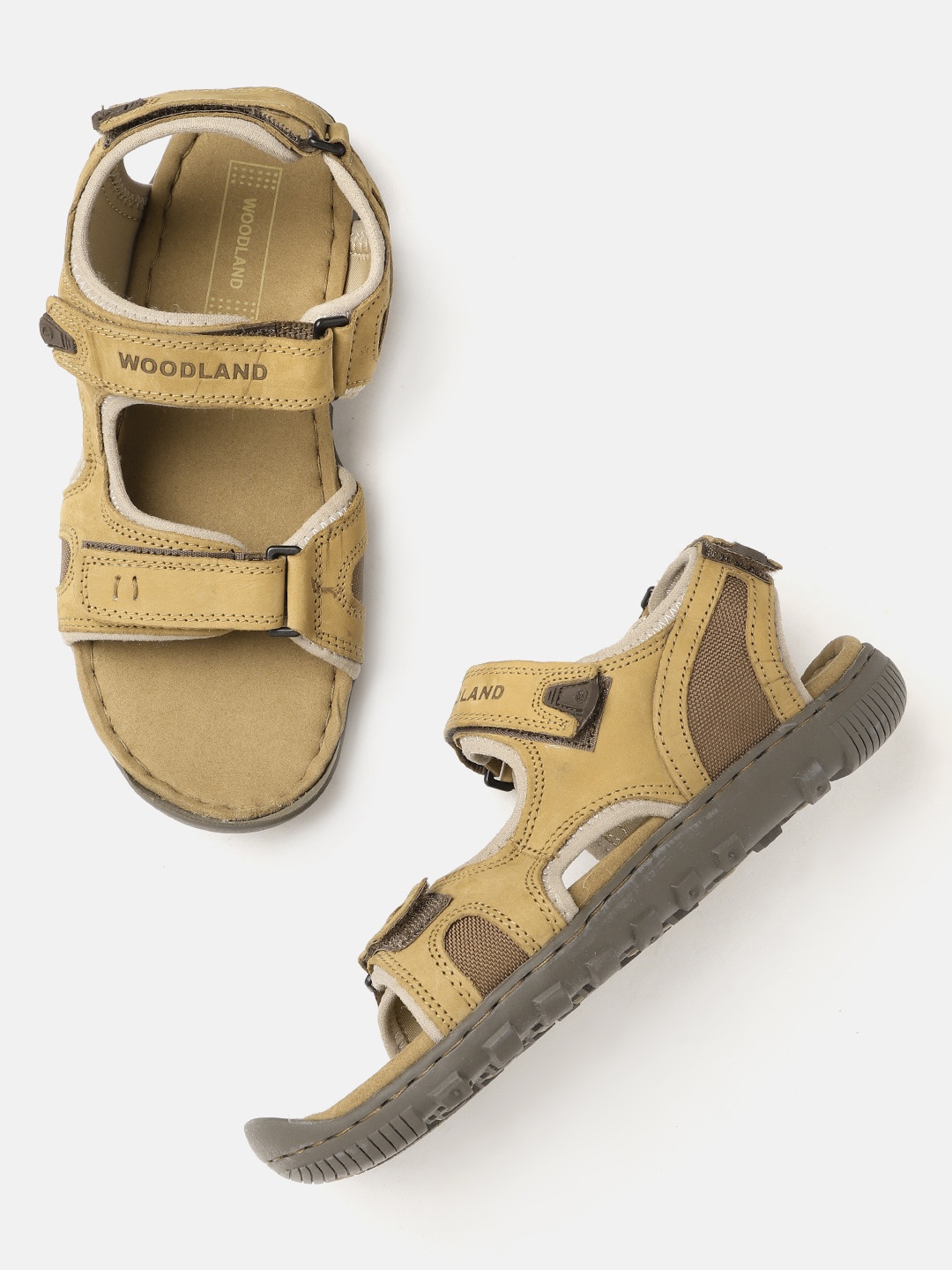 

Woodland Men Leather Comfort Sandals, Camel brown