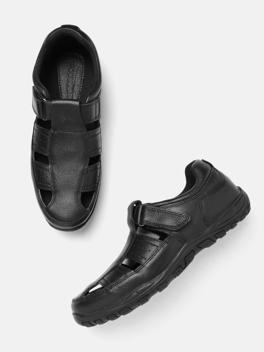 

Woodland Men Leather Shoe-Style Sandals, Black