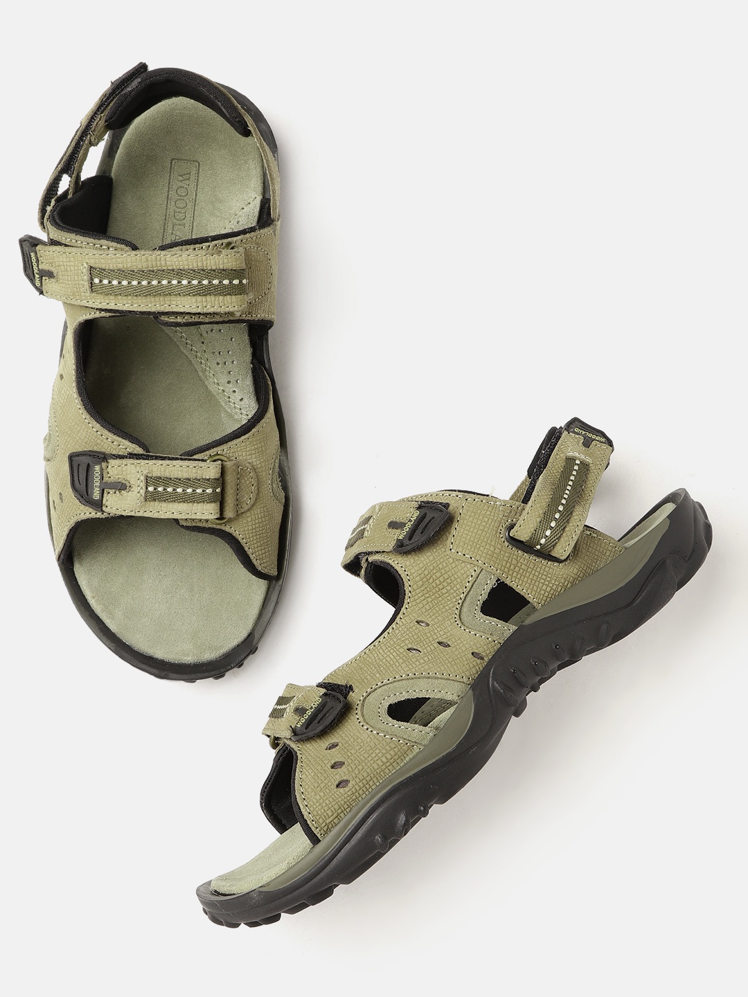 

Woodland Men Leather Comfort Sandals, Khaki