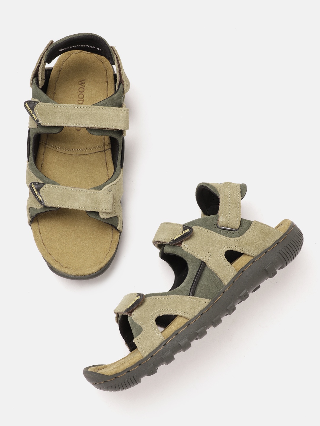 

Woodland Men Colourblocked Suede Comfort Sandals, Khaki