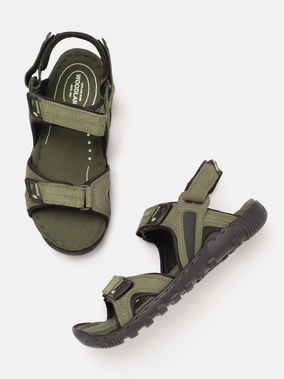 

Woodland Men Leather Comfort Sandals, Olive
