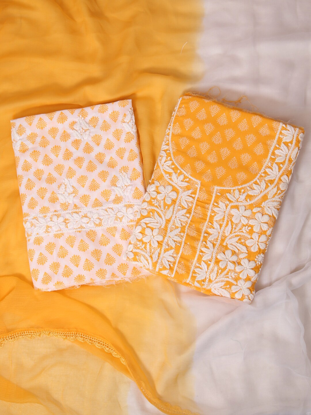 

ADA Yellow & White Embroidered Unstitched Dress Material