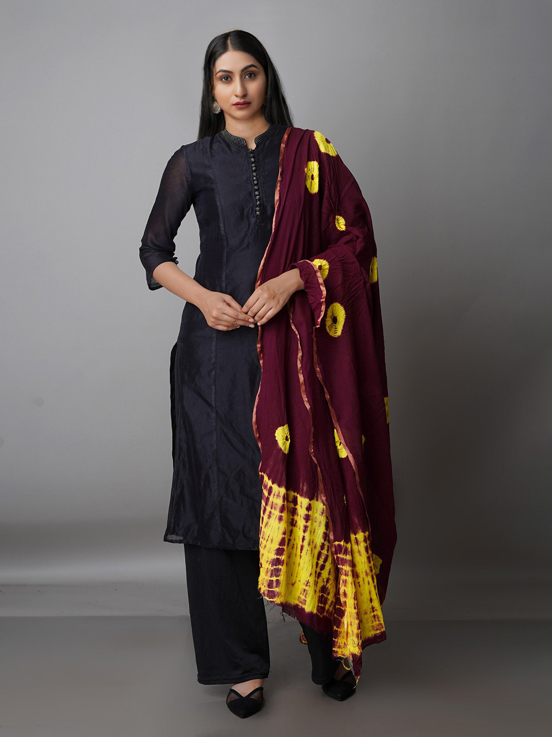 

Unnati Silks Dyed Pure Cotton Shibori Dupatta, Purple