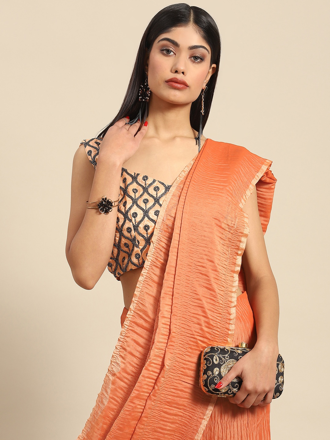

Anouk Woman Polycotton Saree, Rust