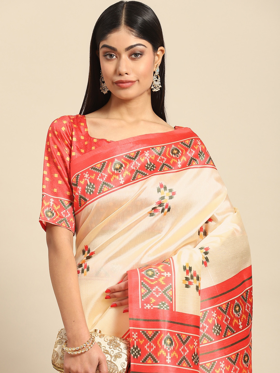 

Anouk Woman Silk Blend Saree, Off white