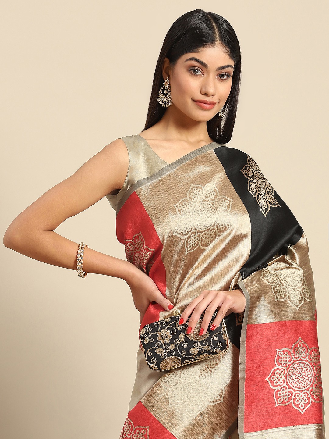 

Anouk Woman Silk Blend Saree, Beige