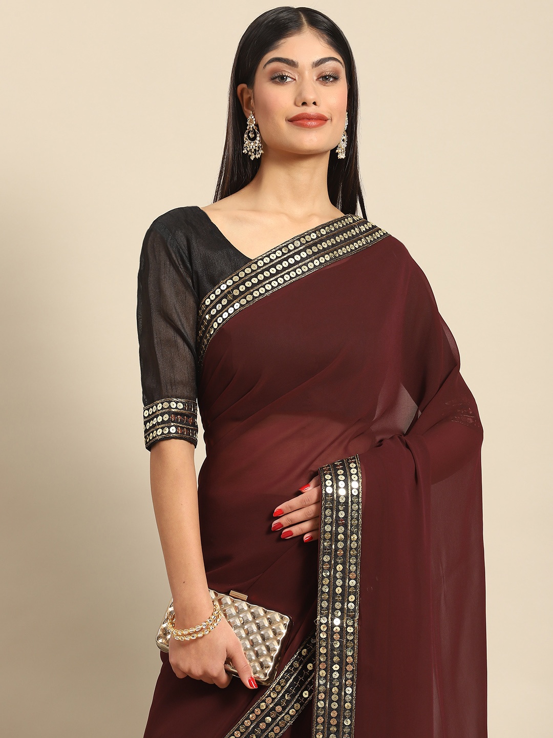 

Anouk Rustic Woman Pure Georgette Saree, Brown