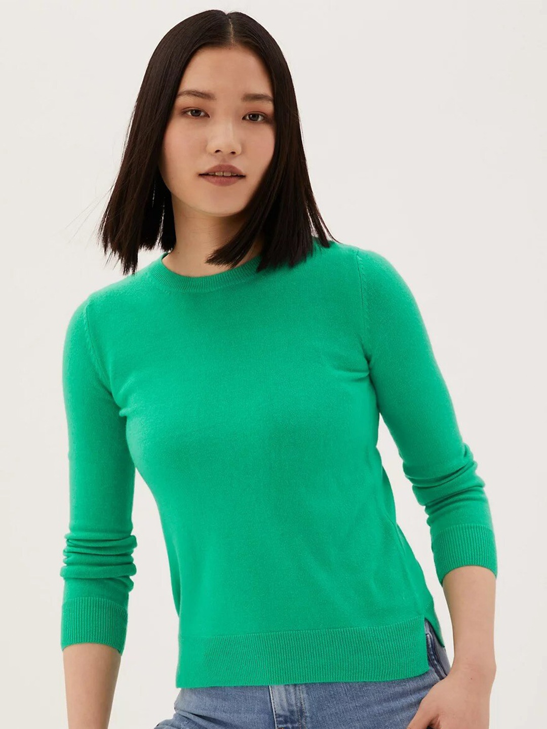 

Marks & Spencer Women Long Sleeves Acrylic Pullover, Green