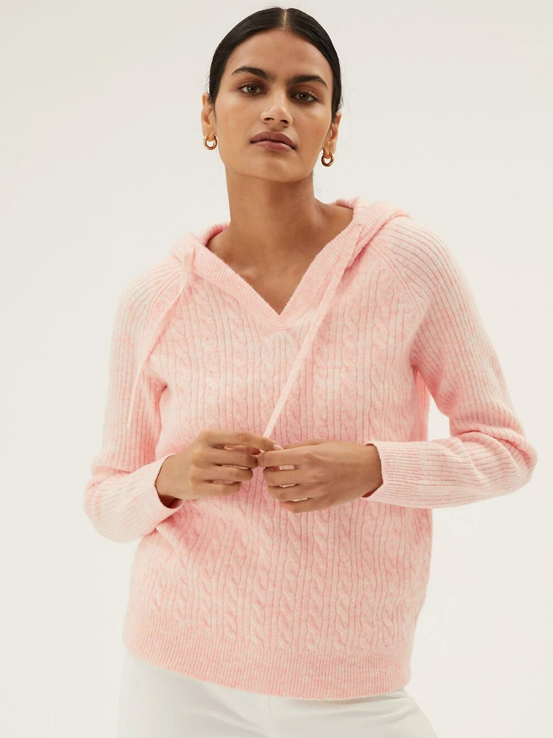 

Marks & Spencer Women Ribbed Pullover, Pink