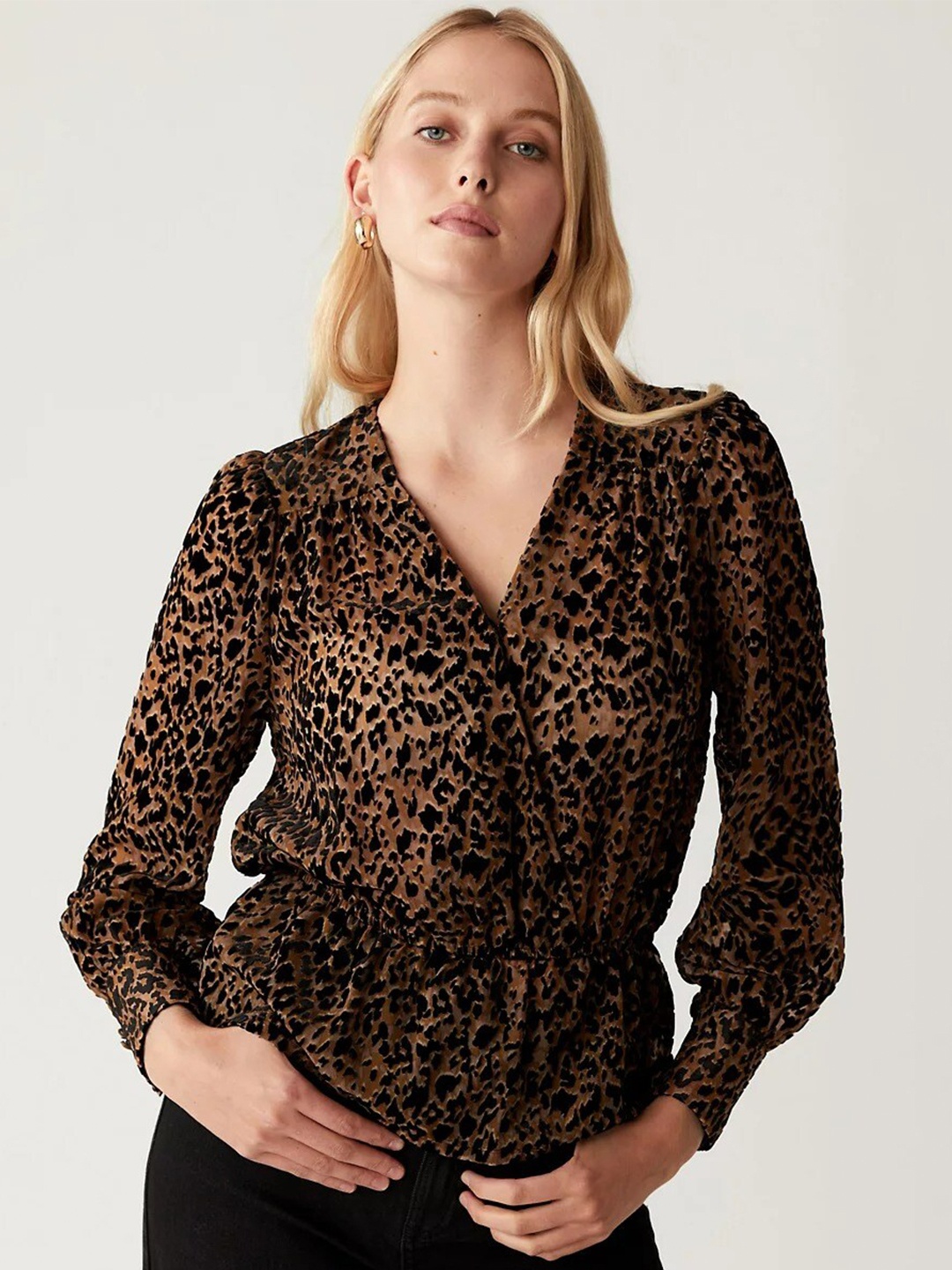 

Marks & Spencer Animal Print Top, Brown