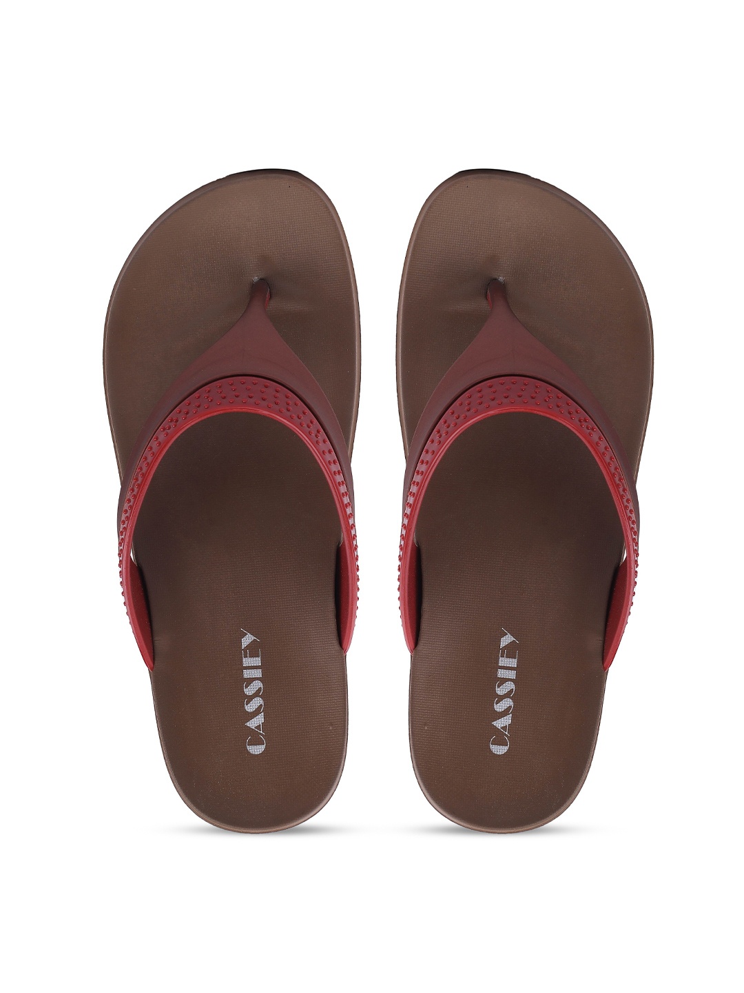 

CASSIEY Women Rubber Thong Flip-Flops, Coffee brown