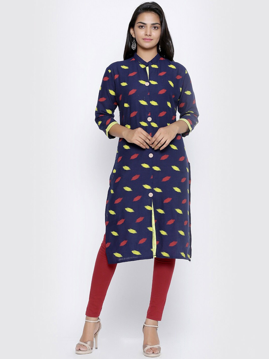 

SOUNDARYA Geometric Printed Kurta, Navy blue