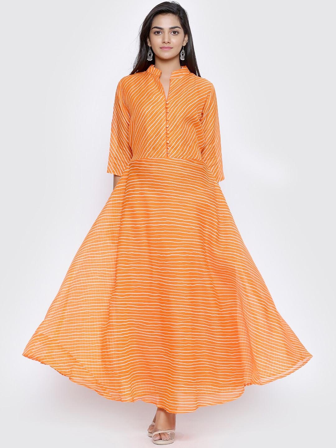 

SOUNDARYA Mirror Work Anarkali Kurta, Orange