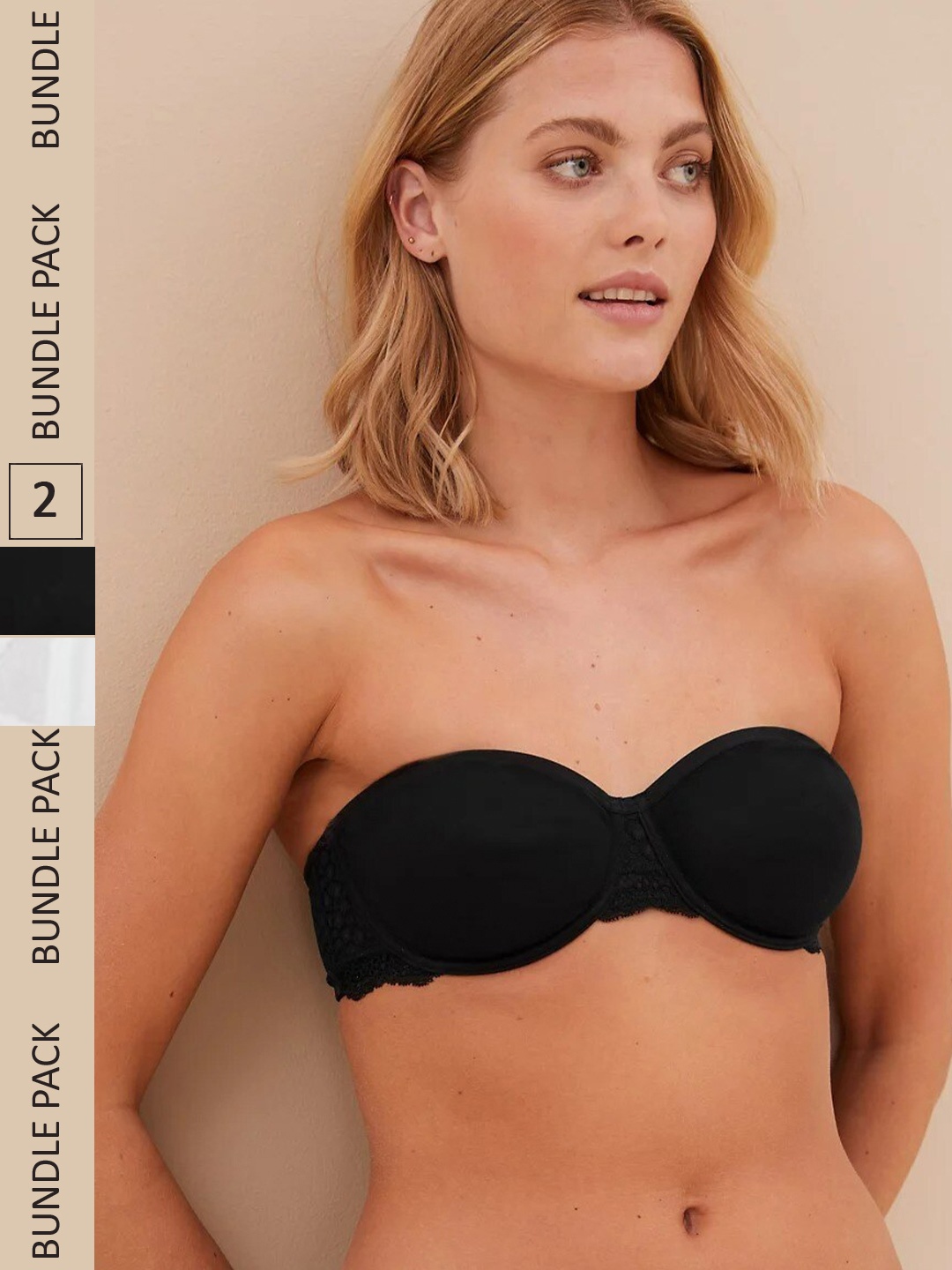 

Marks & Spencer Pack Of 2 Bandeau Bra Underwired, Black